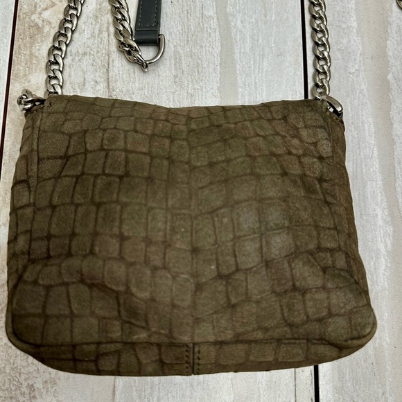Cole Haan Gray Crocodile Print Camille Crossbody Bag Silver Chain Hardware Mini - Picture 10 of 16